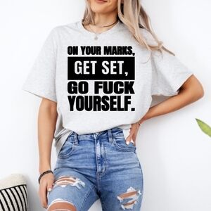 Gray Graphic Tee On Your Mark Get Set